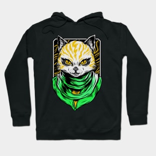 Cat Assassin Kitten Green Yellow Hoodie